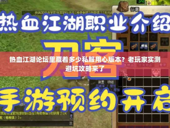 热血江湖论坛里藏着多少私服用心版本？老玩家实测避坑攻略来了