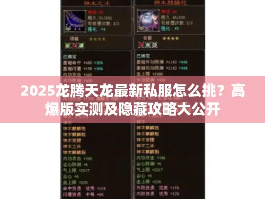 2025龙腾天龙最新私服怎么挑？高爆版实测及隐藏攻略大公开