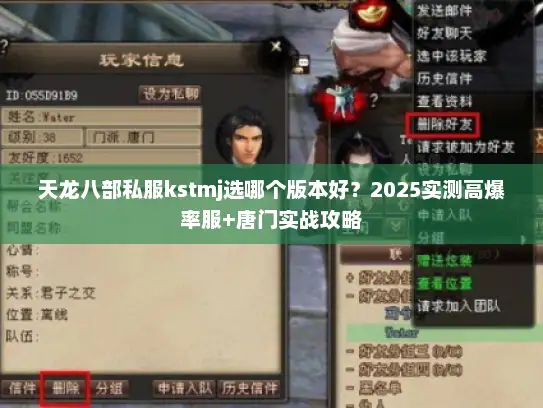 天龙八部私服kstmj选哪个版本好？2025实测高爆率服+唐门实战攻略