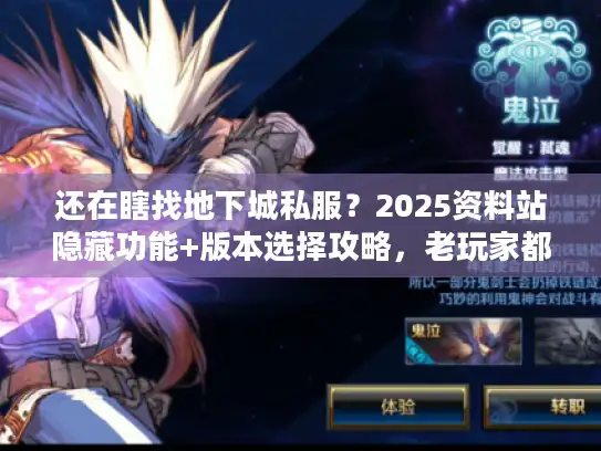 还在瞎找地下城私服？2025资料站隐藏功能+版本选择攻略，老玩家都在用