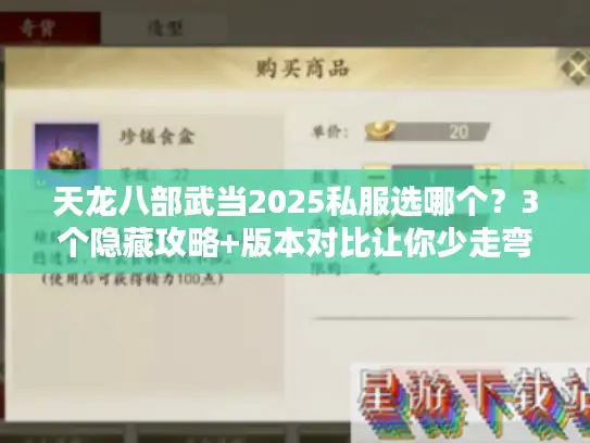 天龙八部武当2025私服选哪个？3个隐藏攻略+版本对比让你少走弯路