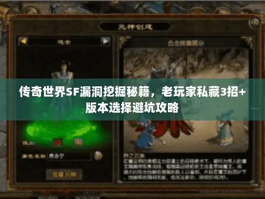 传奇世界SF漏洞挖掘秘籍，老玩家私藏3招+版本选择避坑攻略