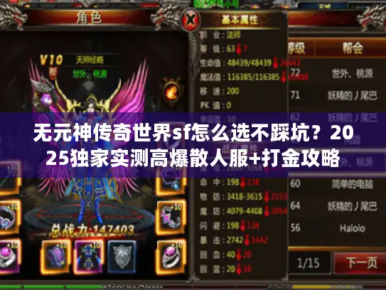 无元神传奇世界sf怎么选不踩坑？2025独家实测高爆散人服+打金攻略
