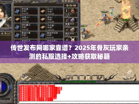 传世发布网哪家靠谱？2025年骨灰玩家亲测的私服选择+攻略获取秘籍