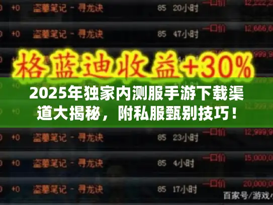 2025年独家内测服手游下载渠道大揭秘，附私服甄别技巧！