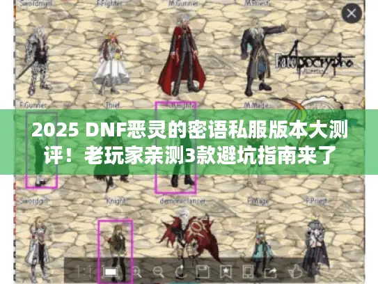 2025 DNF恶灵的密语私服版本大测评！老玩家亲测3款避坑指南来了
