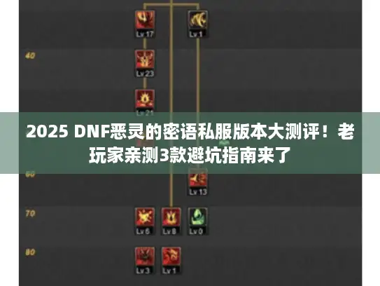 2025 DNF恶灵的密语私服版本大测评！老玩家亲测3款避坑指南来了