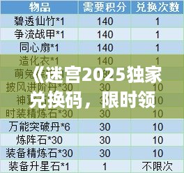 《迷宫2025独家兑换码，限时领取！》