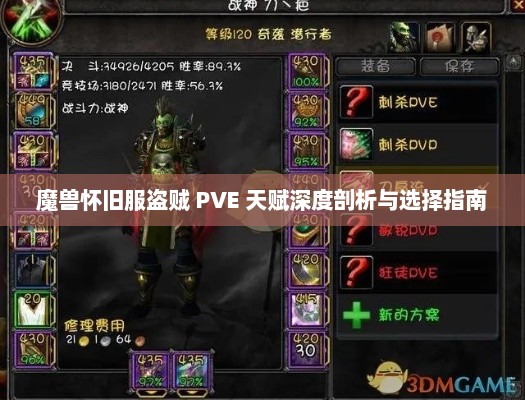 魔兽怀旧服盗贼 PVE 天赋深度剖析与选择指南