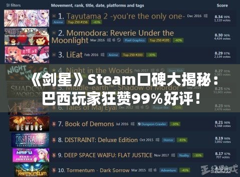 《剑星》Steam口碑大揭秘：巴西玩家狂赞99%好评！