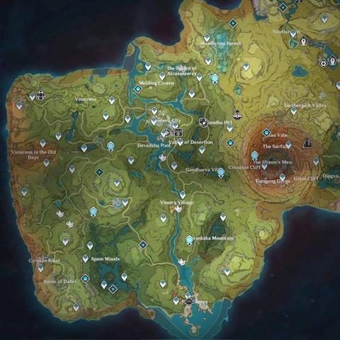 《原神》3.0须弥宝藏地图攻略：解锁神秘宝箱位置全解析