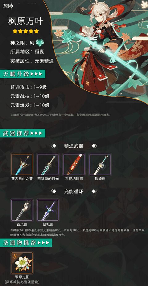 枫原万叶武器推荐：2.8版本四星神之眼武器首选攻略