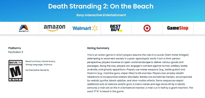 《死亡搁浅2》PC版ESRB分级揭晓，跨平台新篇章开启