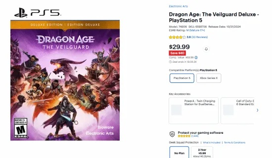 《龙腾世纪4》PS5版狂降8美元！惊爆性价比神作！