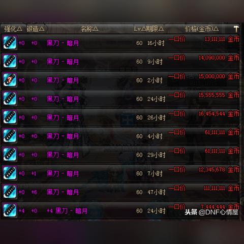 DNF 黑刀 暗月 13 外观，闪耀于阿拉德的神秘利刃