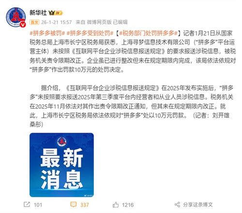 拼多多税务风波:10万罚款催促整改行动加速 拼多多税务风波:10万罚款催促整改行动加速