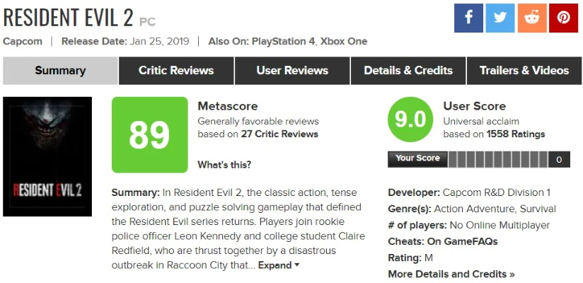 《生化9》M站预测开分91.2分！你觉得能上90吗？